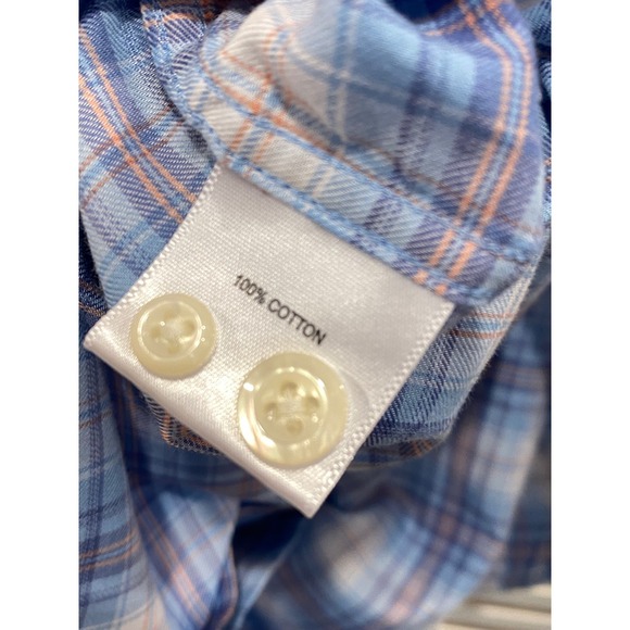 Peter Millar Button Up Long Sleeve Shirt Mens Medium Blue‎ Plaid 100% Cotton EUC - Picture 4 of 6
